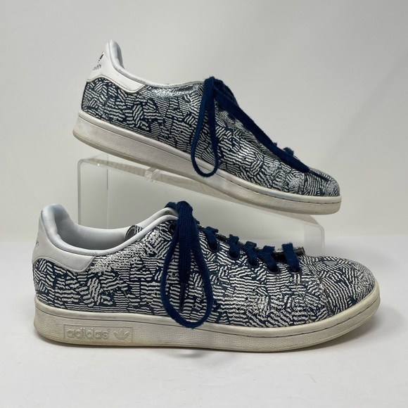 Adidas Stan Smith Shoes Womens 7.5 Navy Blue Collegiate‎ Crackle Stripe Sneakers - Picture 6 of 15